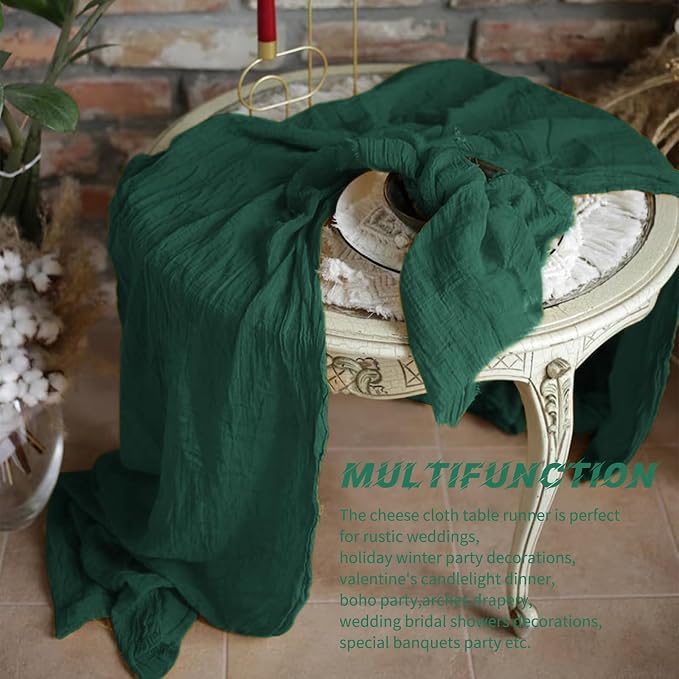 10 Pack Emerald Green Cheesecloth Table Runner 17x108 Inch Boho Gauze Cheese - Image 6