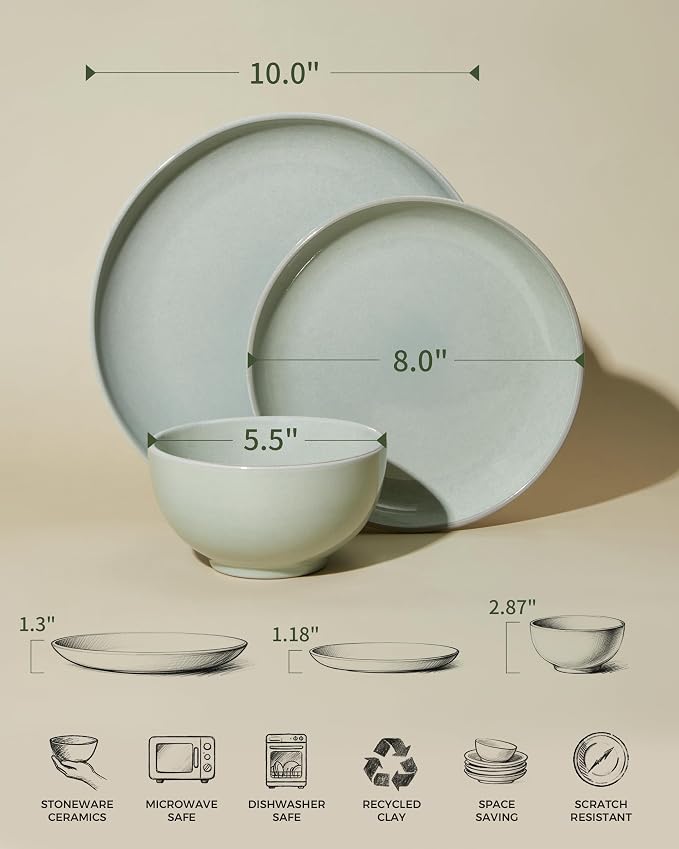 Santorini Mist Terracotta Reactive Glaze Plates and Bowls Sets, Stoneware - Image 2