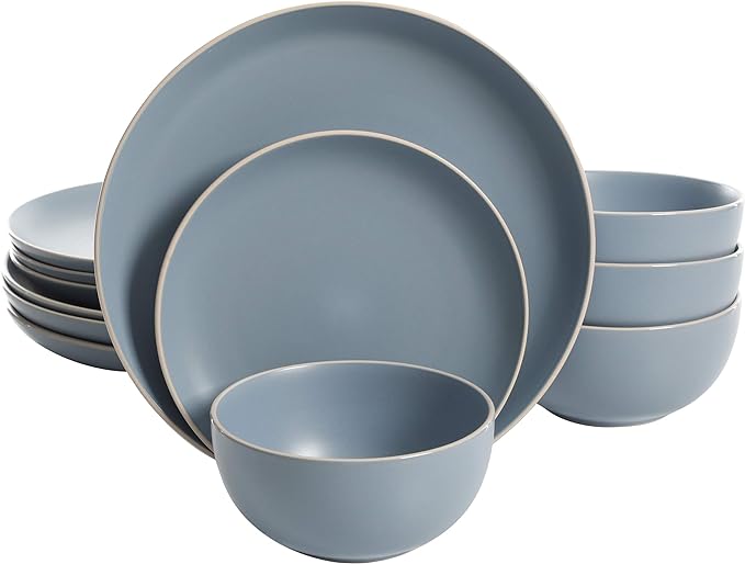 Gibson Home Rockaway 12-Piece Round Stoneware Dinnerware Set, Service by GibsonHomewares
