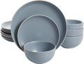 Gibson Home Rockaway 12-Piece Round Stoneware Dinnerware Set, Service by GibsonHomewares