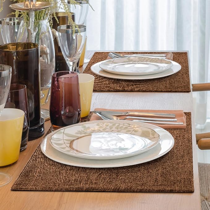 Faux Cotton Linen Placemats Set of 8, Cloth Washable Farmhouse Dining Table Mats - Image 9
