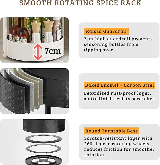 Rotating Spice Rack with Paper Towel Holder, Durable Iron, Seasoning Organizer - Image 8