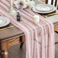 Artoid Mode 3PCS Pearl Pink Gauze Table Runner 120 Inch 10FT, Seasonal Sheer by ArtoidMode