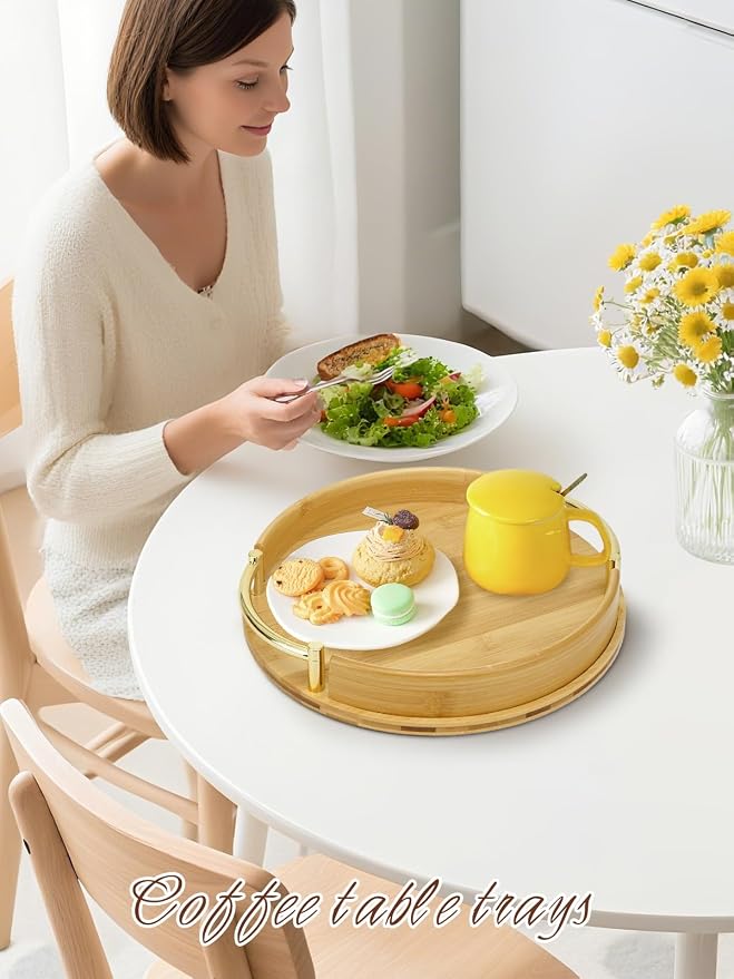 JUPELI 11.8″ Round Bamboo Serving Tray - Image 8
