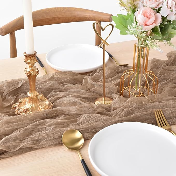 Coffee Cheesecloth Table Runner Cheese Cloth Wedding Birthday Party Decor | - Image 2