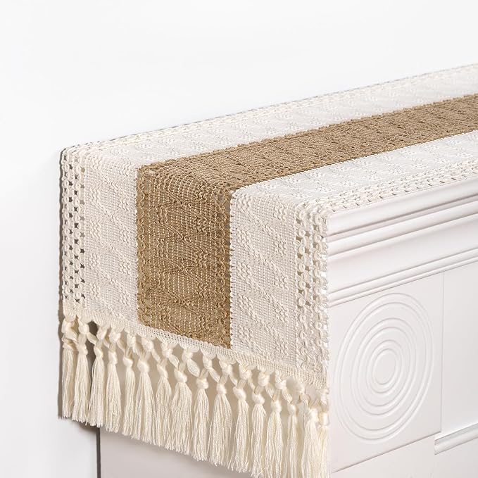 DeZerlor Boho Macrame Table Runner Farmhouse Woven Small Table Runner - Image 6