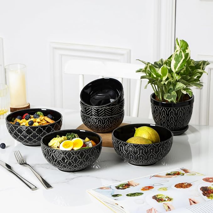 Sureasy 25oz Ceramic Cereal Bowls Set of 4, 5.9 Inch Deep Soup Bowls - Image 6