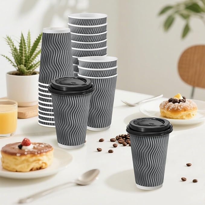 Clawsoff 100 Pack 16 oz Disposable Insulated Coffee Cups - Image 5