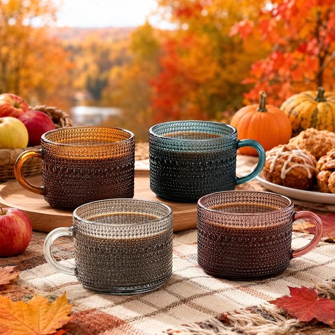Vintage Glass Coffee Mugs Set - Image 6