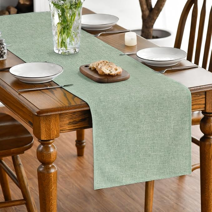 Artoid Mode Sage Green Table Runner, Seasonal Spring Summer Washable Kitchen - Image 3