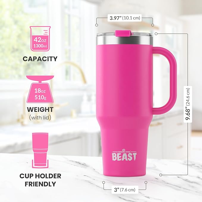 Beast 42 oz Tumbler with Handle Stainless Steel Vacuum Insulated Coffee Ice Cup - Image 6