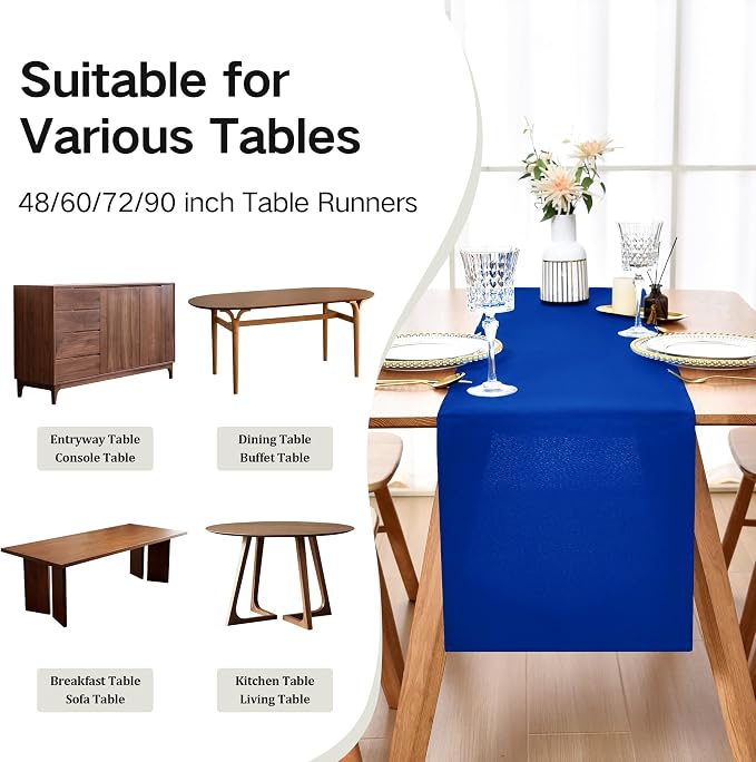 Farmhouse Blue Table Runner Dining Table Runners 72 Inches Long Coffee Table - Image 5