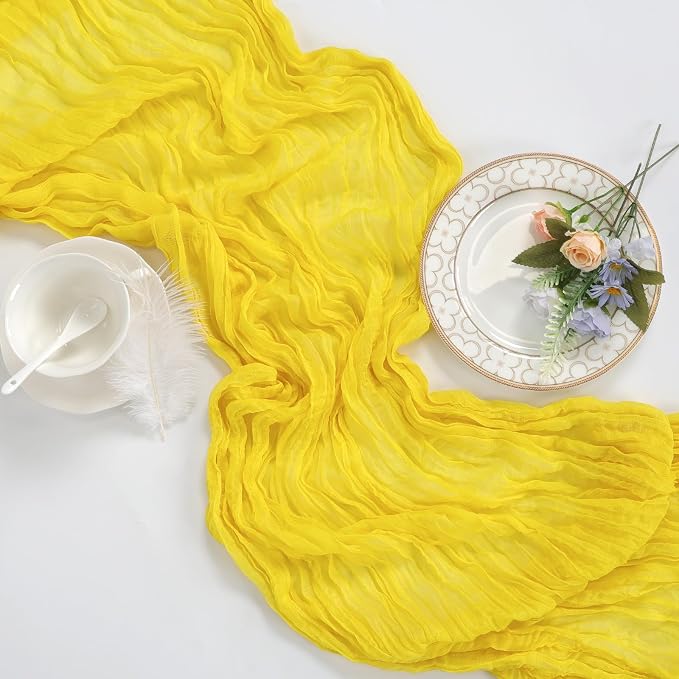 12 Pack Lemon Yellow Cheesecloth Table Runner 17 x 108 Inch | Boho Gauze Cheese - Image 7