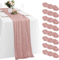 8 Pack Dusty Pink Cheesecloth Table Runners 20x120 Inch Gauze Table Runner by Yorcari