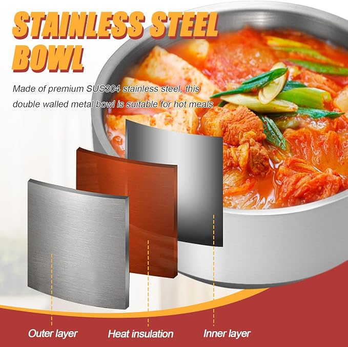 Stainless Steel Rice Bowl with Lid, - Image 5
