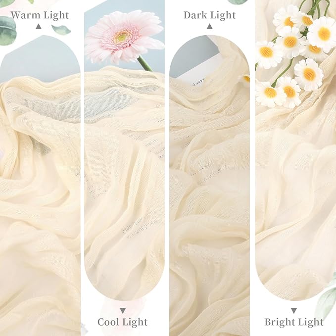 3 Pack Beige Cream Cheesecloth Table Runner 35x120 Inches, Summer Boho Cream - Image 7