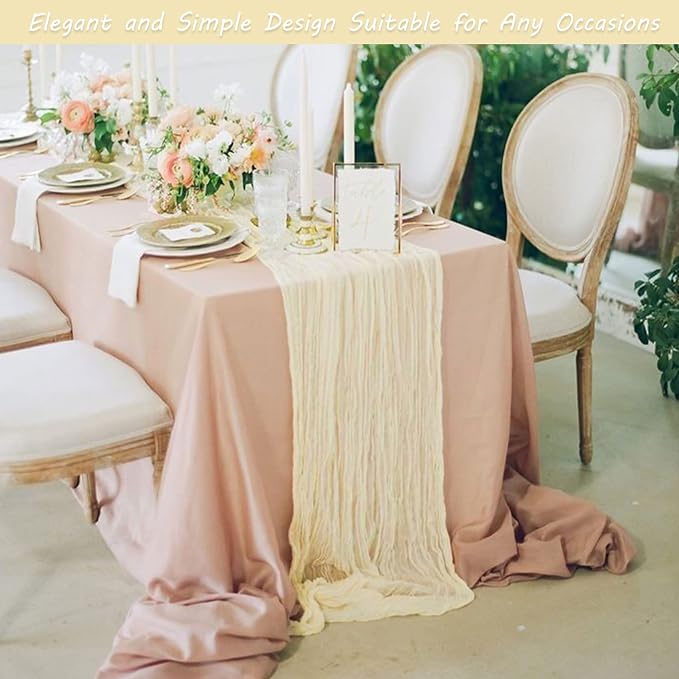 Fivenl 12 Pack Cheesecloth Table Runner 35x72 Inch Boho Gauze Table Runner - Image 7