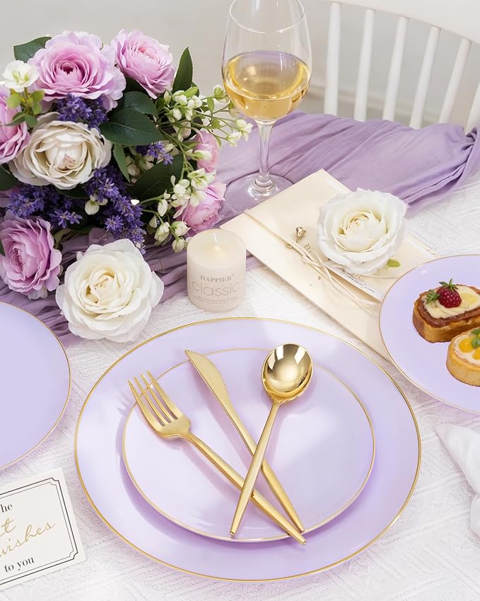bUCLA 150PCS Purple Plastic Plates - Image 3