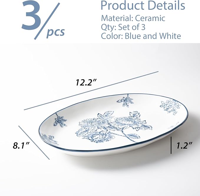 Ceramic Serving Platter, Large Oval Dinner Plates, Large Serving Trays - Image 2