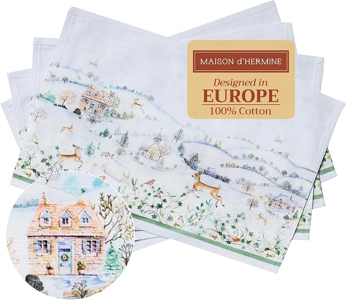 Maison d' Hermine Placemats Set of 4 Reusable 100% Cotton | Cloth Place Mats by MaisondHermine