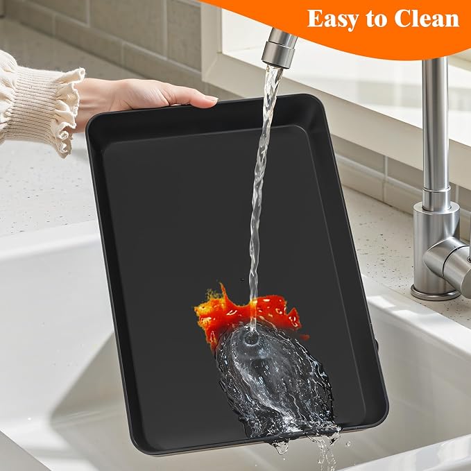 SpaceTrove 8-Pack Serving Tray Set, Reusable Plastic Serving Platter - Image 5