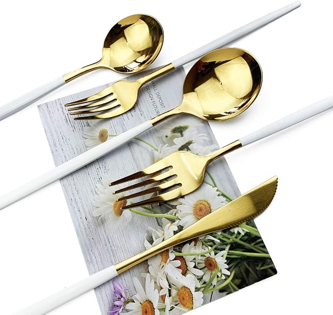 JASHII 20-Piece Stainless Steel Satin Finish Flatware Set, Mirror Polished - Image 3