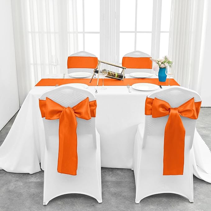 10-Pack Orange Satin Table Runner 12 x 108 Inch Long Bright and Smooth Silk - Image 4