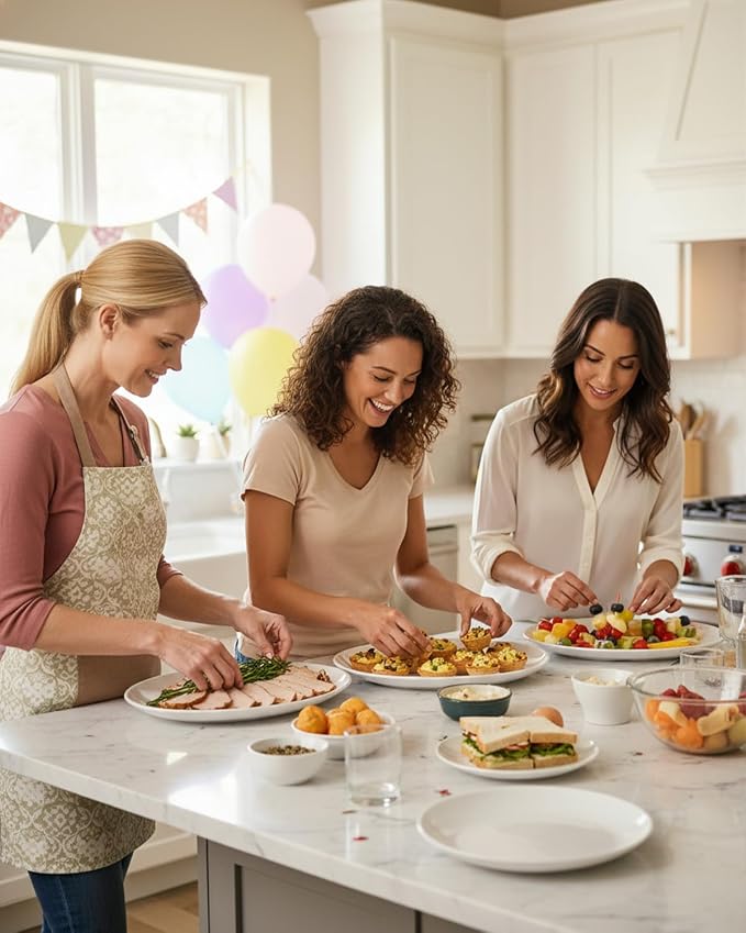 Melamine Dinner Plates, 12 Pack Melamine Oval Platter White Serving Tray - Image 4
