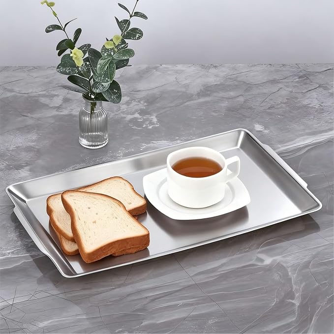 15.8" x 9.5" Large Serving Platters Set of 2, Stainless Steel Heavy-Duty Large - Image 8