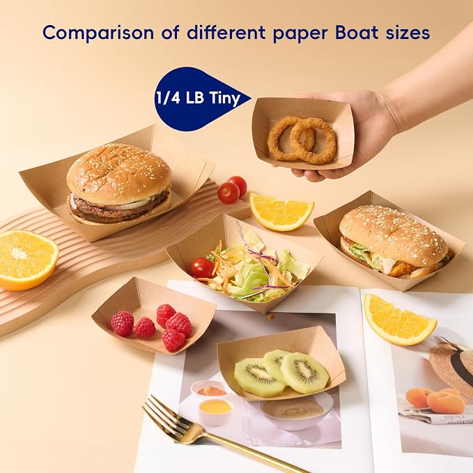 1/4lb Paper Food Tray 250 Pack Disposable Food Serving Boats | Small Paper Food - Image 4