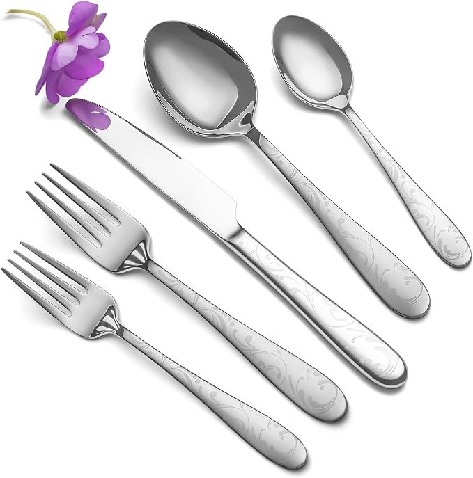 40 Piece Silverware Set Service by EIUBUIE