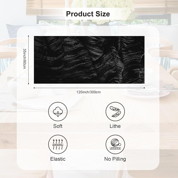 10 Pack Black Cheesecloth Table Runner 35x120 Inch 10Ft Rustic Gauze Cheese - Image 4