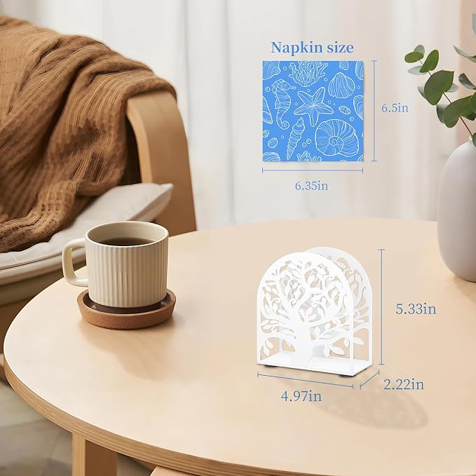 White Metal Tree of Life Napkin Holder - Image 5