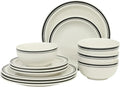 Gibson Home Hometown Diner 12-Piece Porcelain Dinnerware Set, Round Plates and by GibsonHomewares