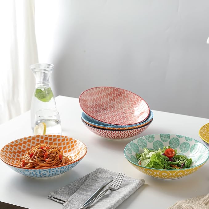 Selamica Porcelain 40oz Large Bowls 9 inch Big Pasta Salad Bowls, Microwave and - Image 4