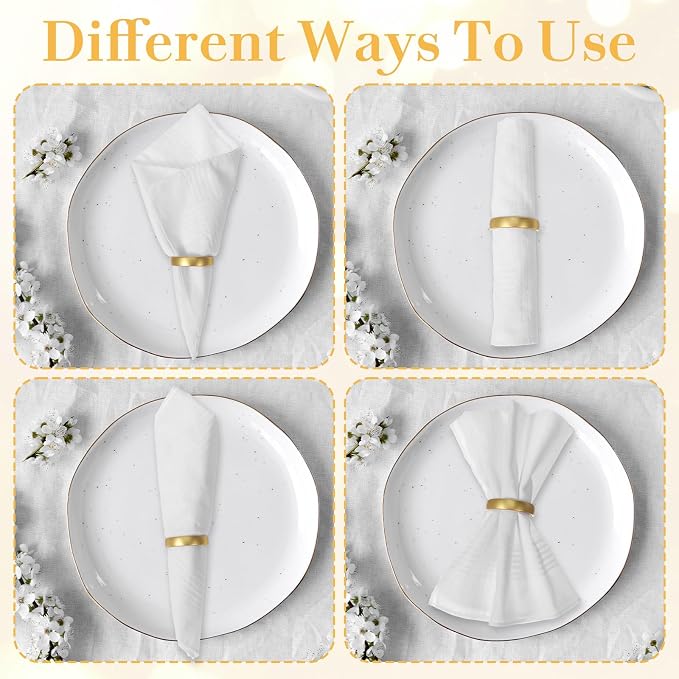 50 Pcs Gold Napkin Rings, Matte Gold Semicircle Thanksgiving Napkin Rings - Image 3
