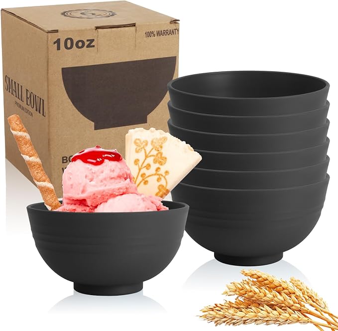 Handy Wheat Straw Bowls Set of 6, Unbreakable Ice-Cream Bowls Sets by WROVA