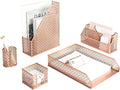 BLU MONACO | Rose Gold Desk Organizer Set | 6 Piece Metal Office Desk Organizer by Blu_Monaco