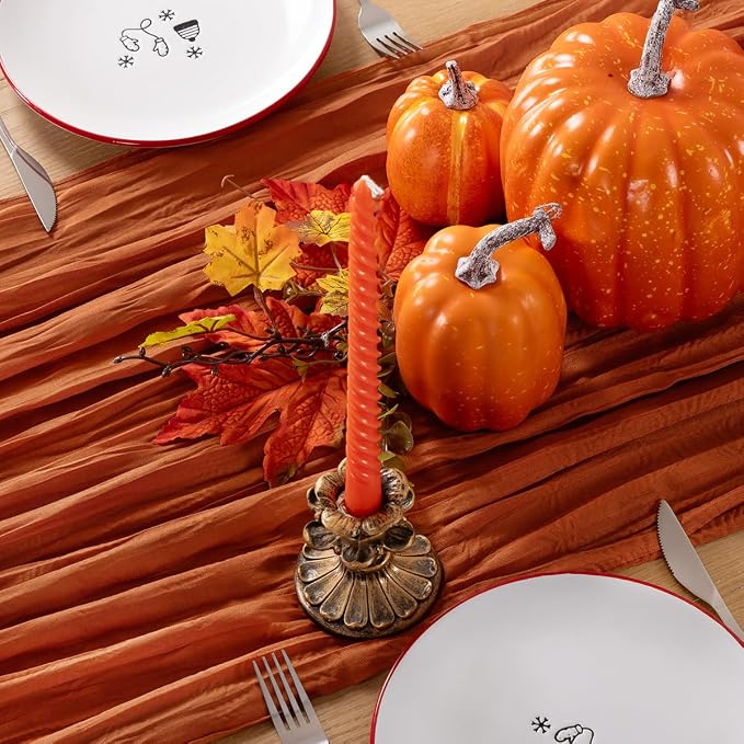 Terracotta Cheesecloth Table Runner 160 Inches 14 Ft Gauze Table Runner | - Image 6