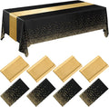 8 Pack New Year Black and Gold Disposable Plastic Tablecloths and Satin Table by Breling