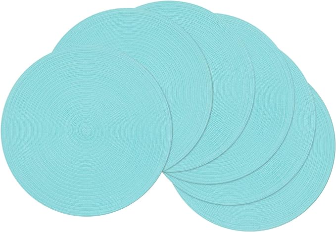 SHACOS Round Placemats Set of 6 Washable 15 inch Round Table Mats Cotton by SHACOS