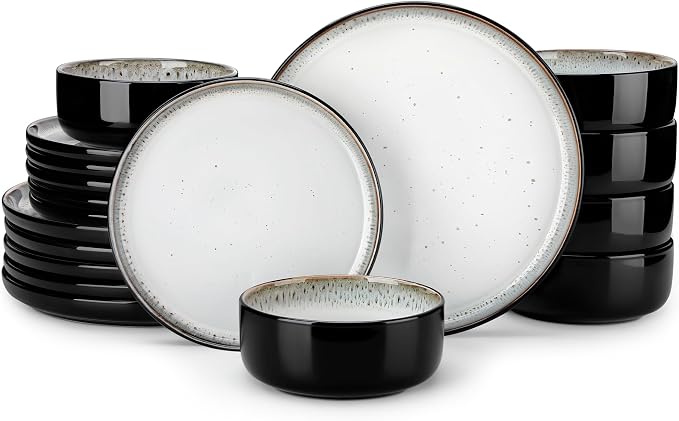 vancasso PLAYA Plates and Bowls Sets, 18 Pieces Beige Dinnerware Sets by vancasso