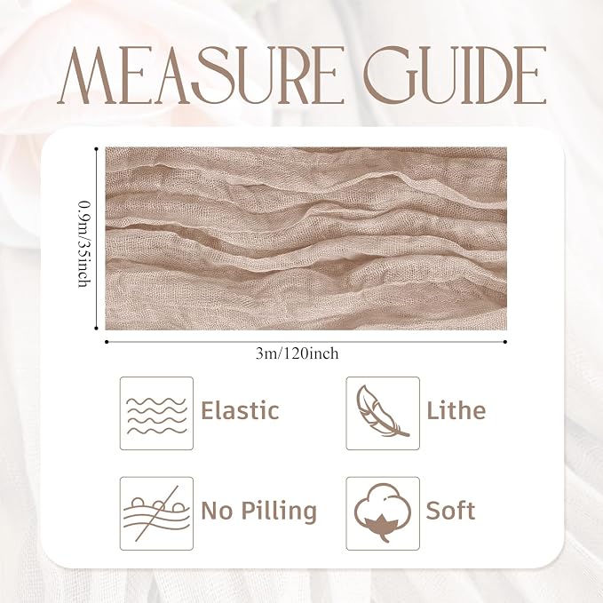 Cheesecloth Table Runner Nude Pink 10FT Boho Gauze Runner, 12 Pack | 120 Inch - Image 2