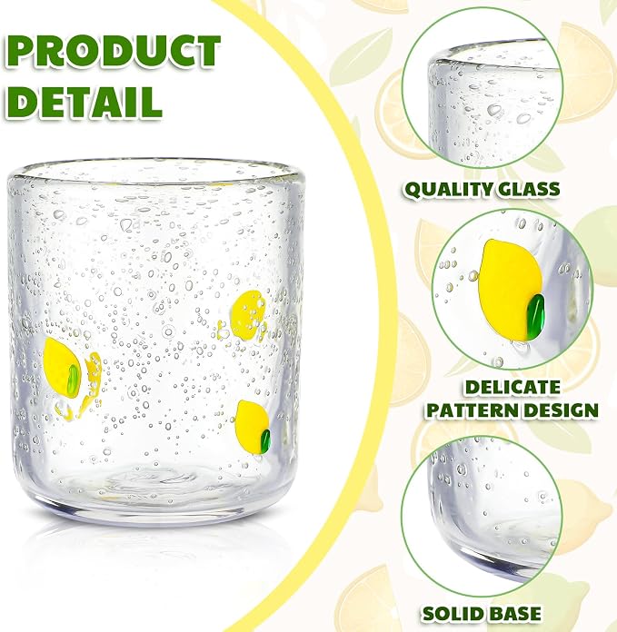 SiliFine 1 Pcs Lemon Icon Juice Glasses - 14oz Yellow Lemon Stemless Wine - Image 4
