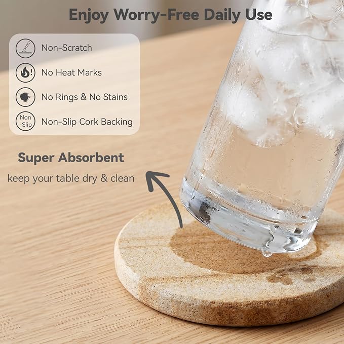 Natural Sandstone Coasters Set of 4, Heat Resistant, Scratch-Resistant - Image 5