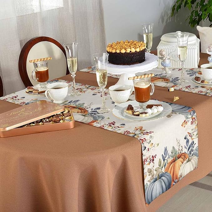 Fall Thanksgiving Table Runners 90 Inches Long, Cotton Linen Fabric Autumn - Image 5