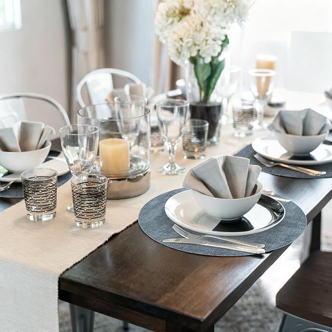 Maxpearl Faux Leather Round Placemats Set of 6, 13.8 inch, Heat Resistant - Image 8