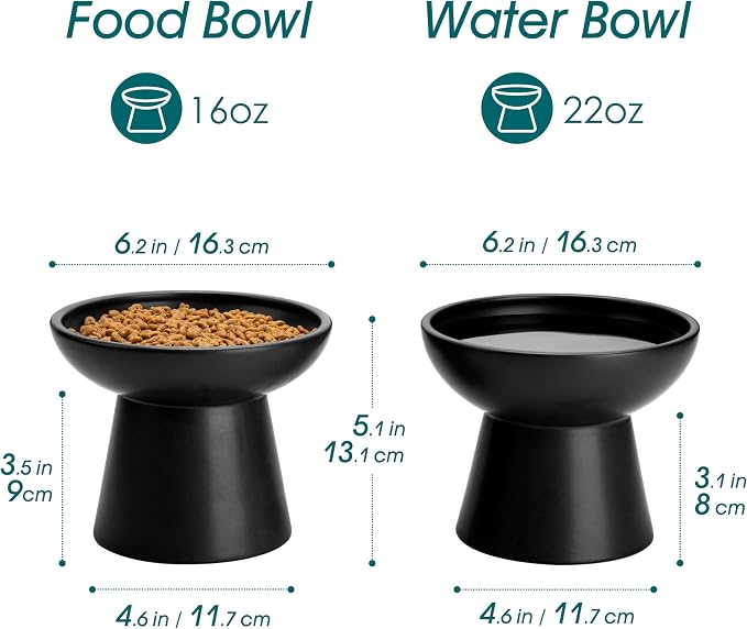 vancasso Ceramic Elevated Cat Bowls 2-Pack - Image 2