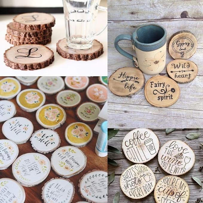 Natural Wood Slices 25Pcs 3.1-3.5 Inches Unfinished Wood Craft Kit Undrilled - Image 4