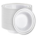 100 Pack Plastic Bowls with Silver Rim | 12oz Disposable Soup Bowls, Heavy Duty by GoodLuck